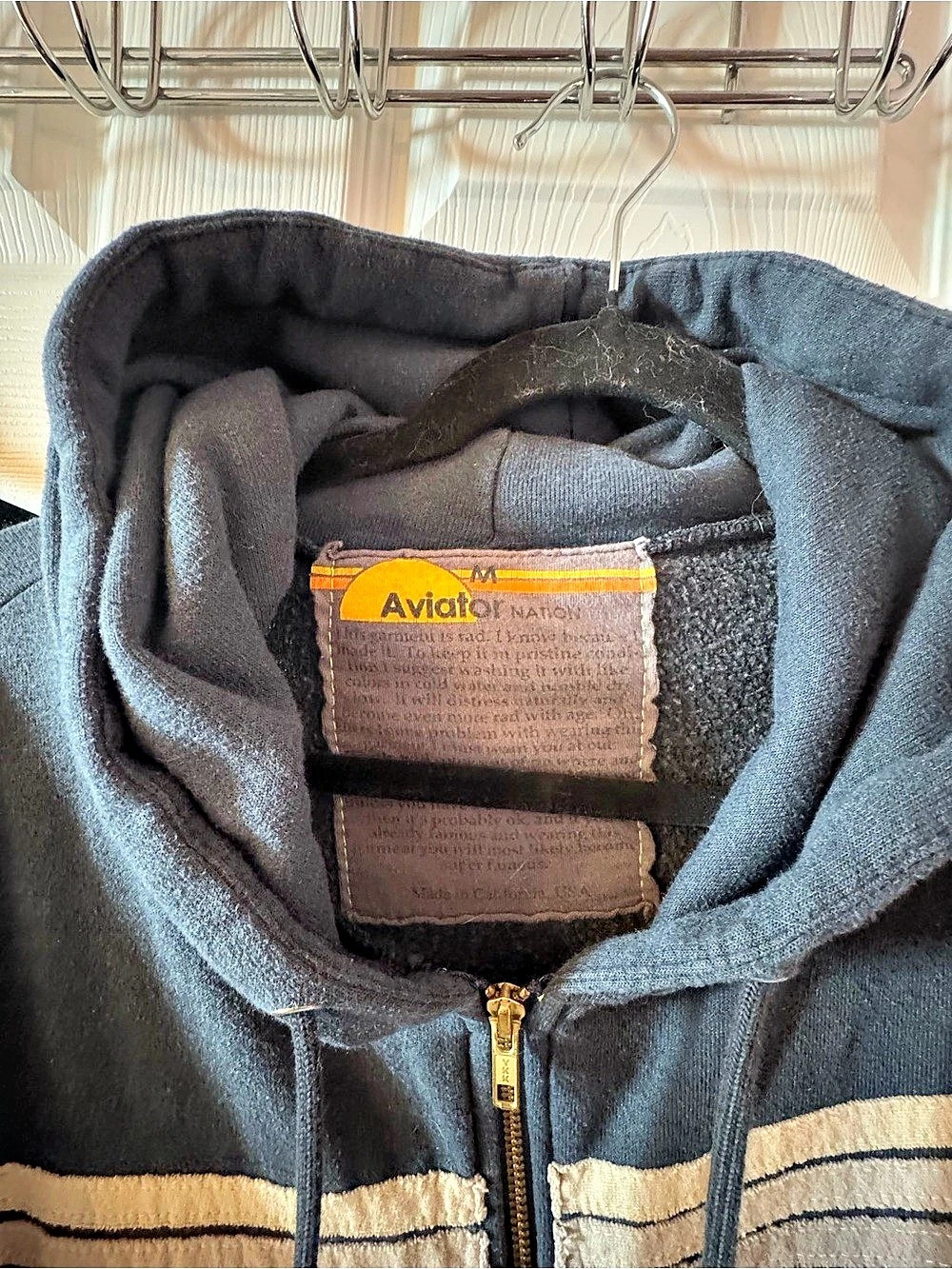 Aviator Nation 5 Stripe Zip Hoodie and Sweatpants Set Gray - Picture 3 of 5